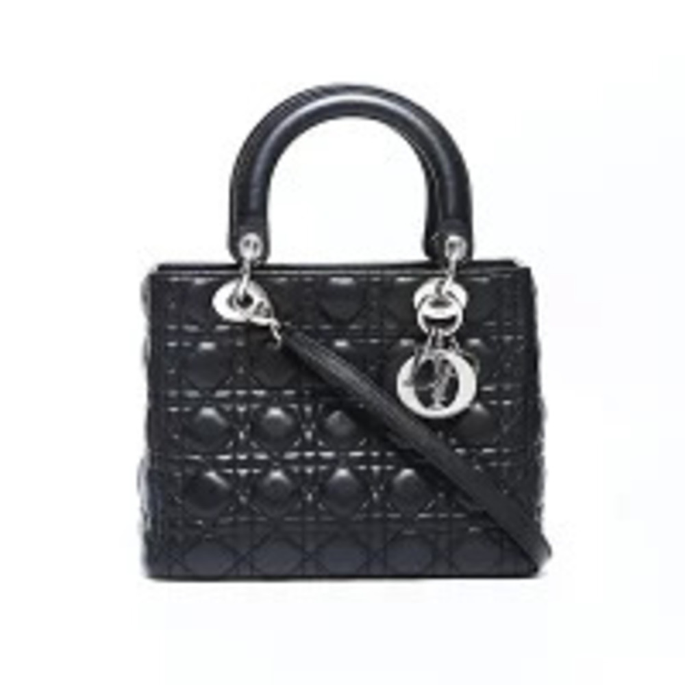 Christian Dior Lady Leather Shoulder Bag Black - Picture 2 of 13